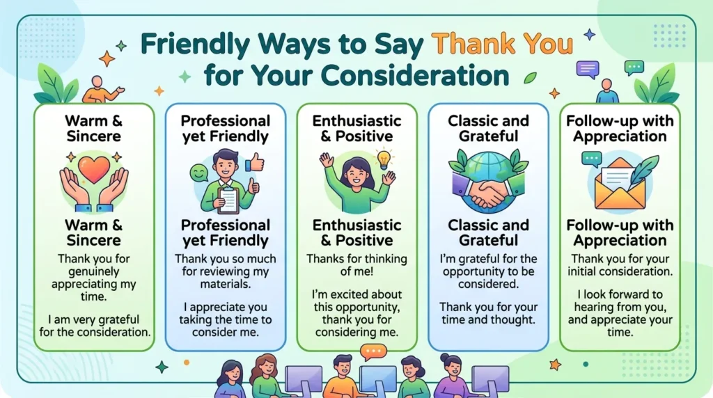 Friendly Ways to Say Thank You for Your Consideration