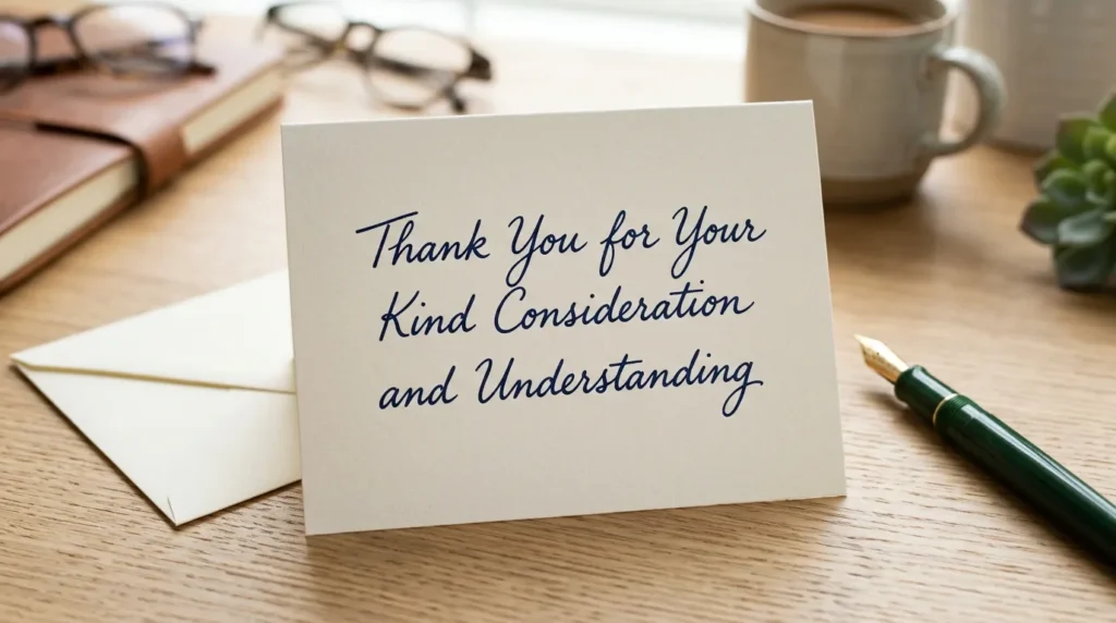 Thank You for Your Kind Consideration and Understanding